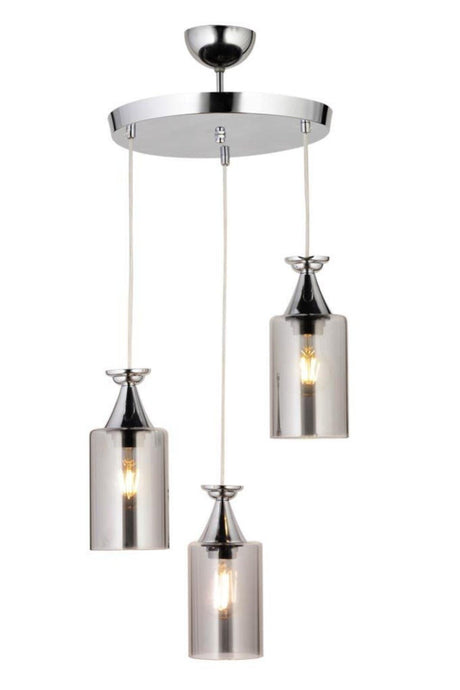 Pendant Lamp 3-Set Chrome Smoked Glass Glass Chandelier - Swordslife