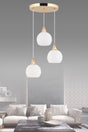 Pendant Lamp 3 Piece Gold Case White Opaque Glass Chandelier - Swordslife