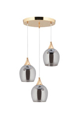 Suspension 3 Piece Gold Smoked Opaque Glass Chandelier - Swordslife