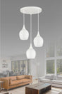 Suspension 3 Piece White Cased White Opaque Glass Chandelier - Swordslife