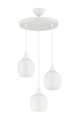 Suspension 3 Piece White Cased White Opaque Glass Chandelier - Swordslife