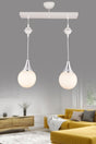 Suspension Lined White 2 Pair White Globe Glass Chrome Downward Facing Luxury Chandelier - Swordslife