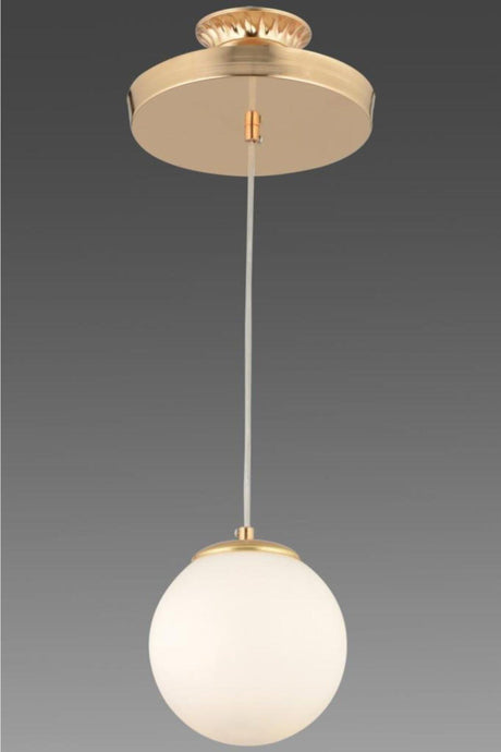 Suspended Single Gold White Globe Glass Chandelier - Swordslife