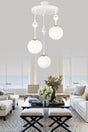 Suspended Tray White 3-Set White Globe Glass Downward Facing Luxury Chandelier - Swordslife