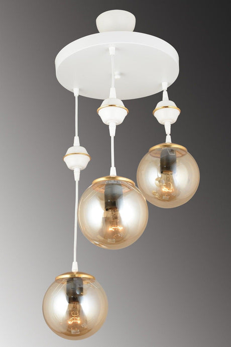 Suspended Tray White 3 Piece Honey Globe Glass Downward Facing Luxury Chandelier - Swordslife