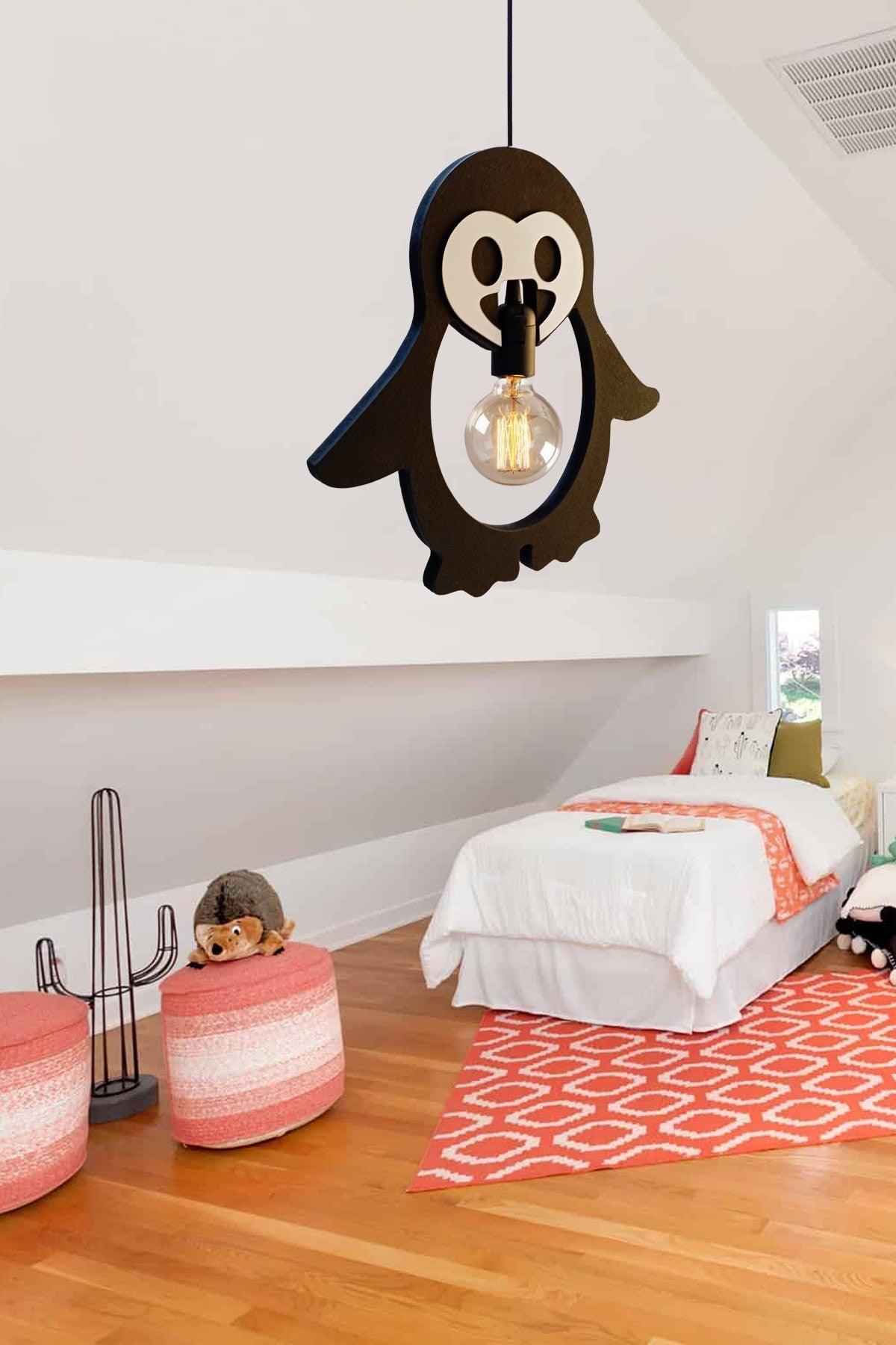 Penguin Wooden Kids Baby Room Chandelier Decorative Pendant Lamp Wooden Luxury Rustic Modern Decorative Lamp - Swordslife