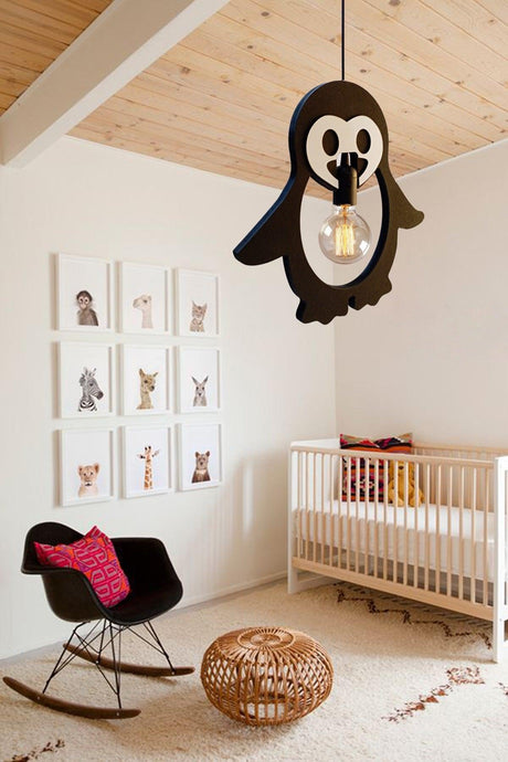 Penguin Wooden Kids Baby Room Chandelier Decorative Pendant Lamp Wooden Luxury Rustic Modern Decorative Lamp - Swordslife