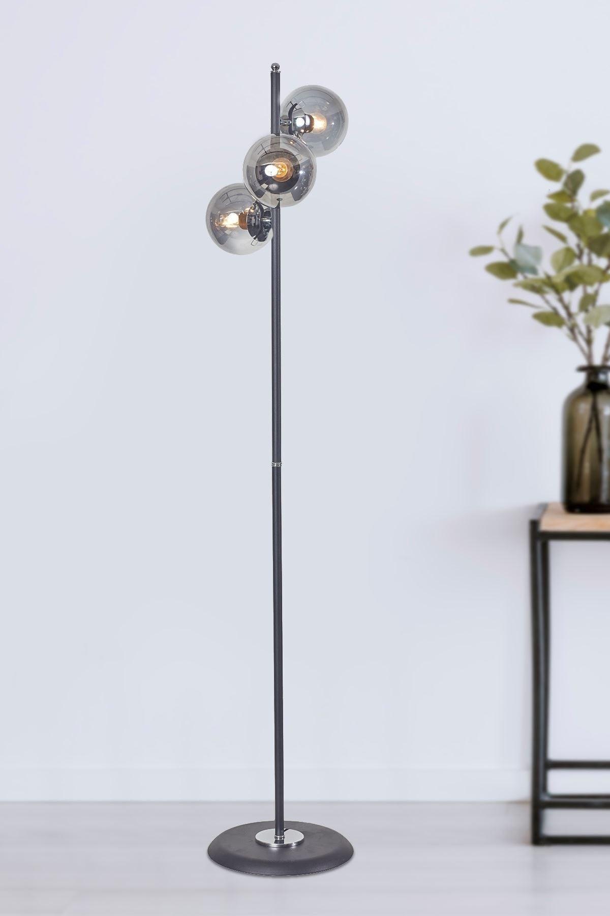 Perla Black Metal Body Smoked Glass Design Luxury Floor Lighting Floor Lamp - Swordslife