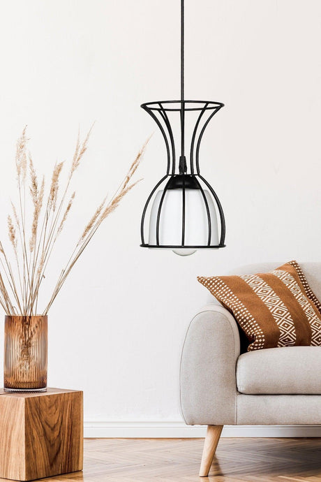 Perros Single Chandelier Black Glass - Swordslife