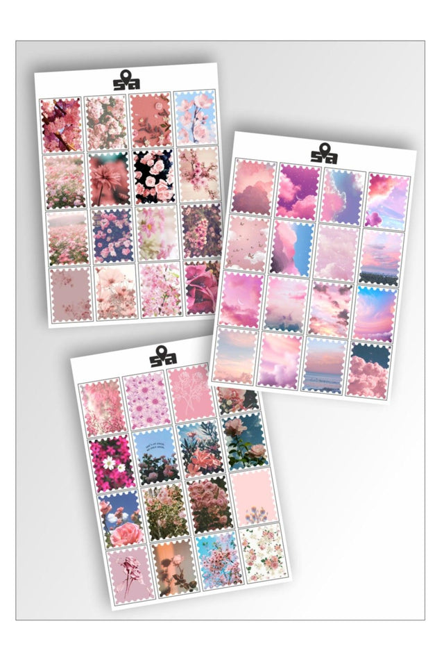 Pink Dream Stamp Shaped Sticker Label Set