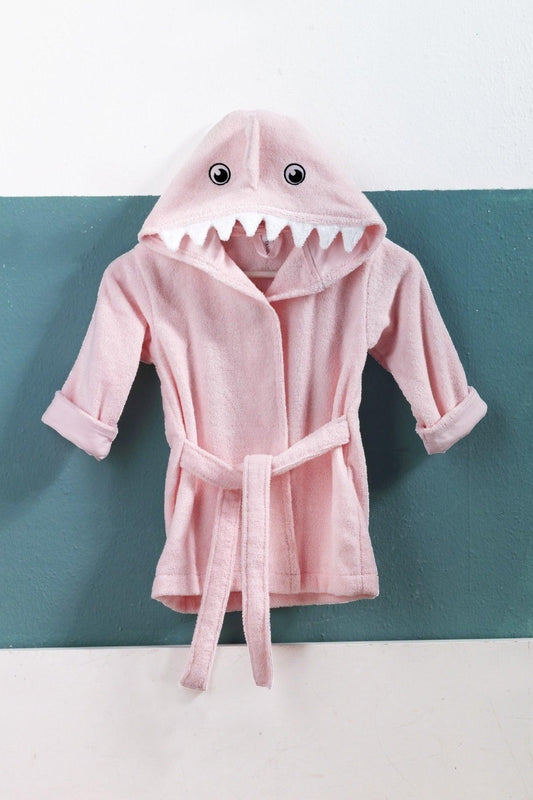 Pink Female Shark Kids Bathrobe 100%