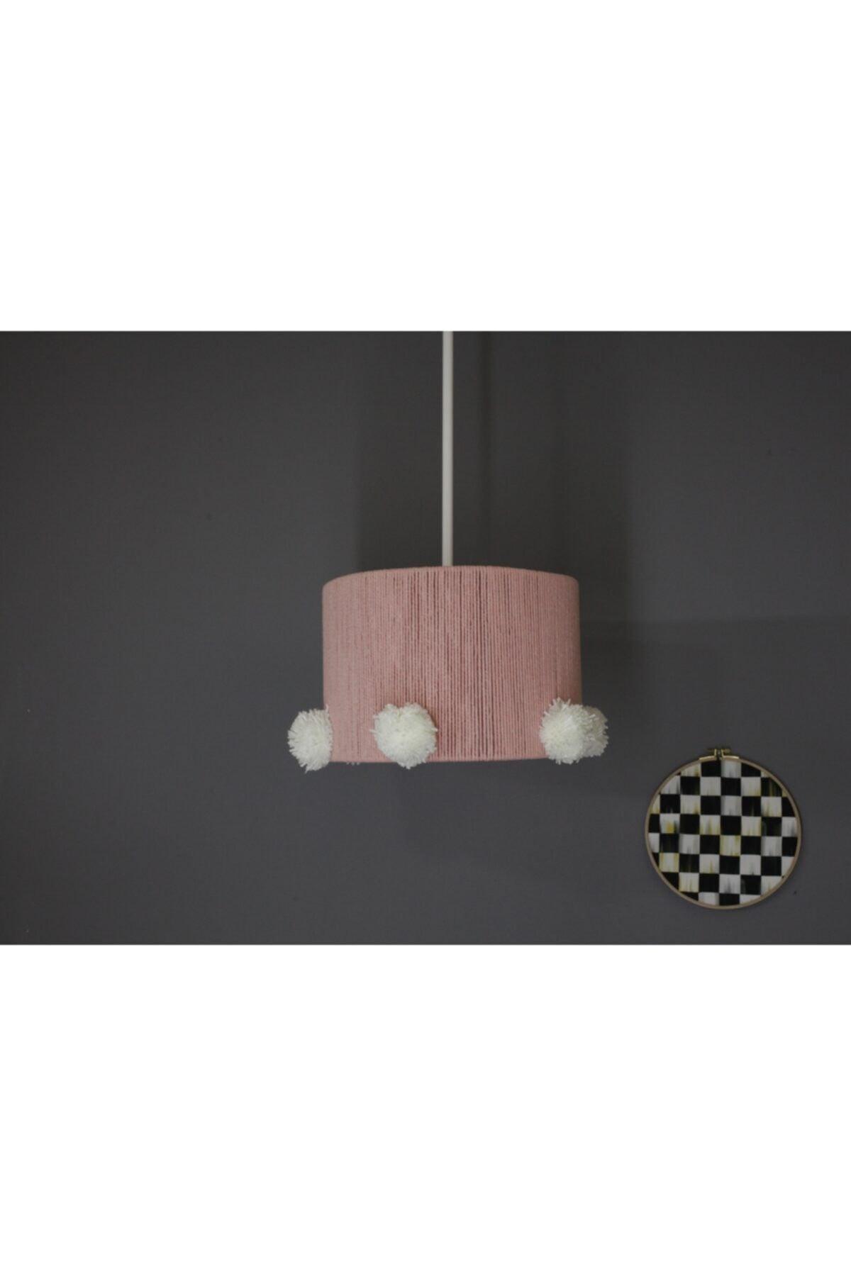 Pink Macrame White Pompom Kids Baby Room Chandelier - Swordslife