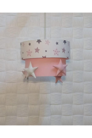 Pink White Gray Star Decorated Kids Room Baby Room Chandelier Pendant Cake - Swordslife