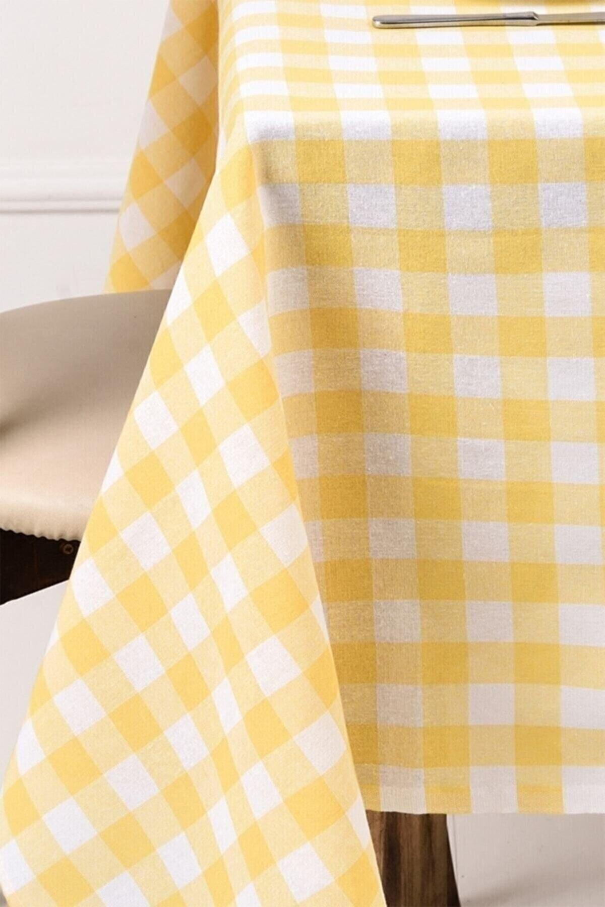 Piti Checkered Yellow Table Cloth, Table Cloth, Picnic Cover Cotton - Swordslife