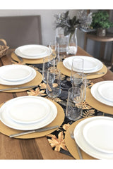 Placemat, 6-Piece Plate And Runner Gold Leaf - Swordslife