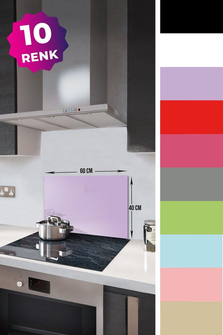 Solid Color - Lilac | Glass Stove Back Protector | 40cm x 60cm - Swordslife