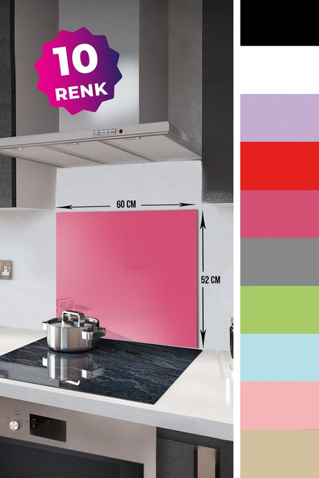Solid Color - Neon Pink | Glass Stove Back Protector | 52cm x 60cm - Swordslife