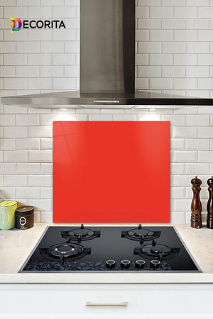 Solid Color - Pomegranate Flower | Glass Stove Back Protector | 52cm x 60cm - Swordslife
