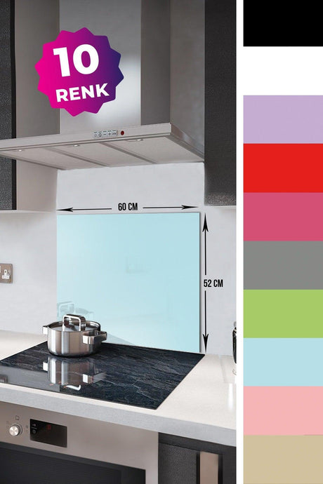 Solid Color - Powder Blue | Glass Stove Back Protector | 52cm x 60cm - Swordslife
