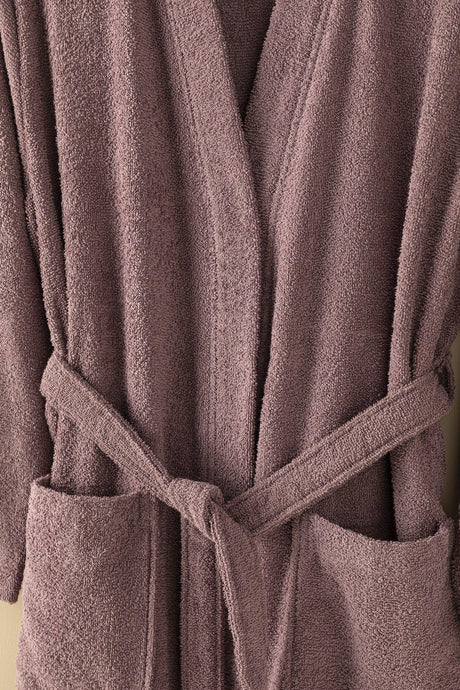 Plain Cotton Ladies Bathrobe Sm Dried Rose