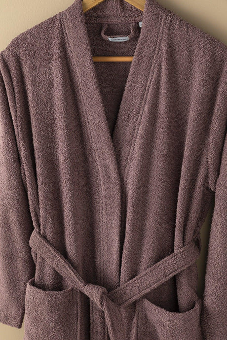 Plain Cotton Ladies Bathrobe Sm Dried Rose