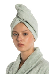 Flat Eponge Button Towel Water Green Hair Drying Cap - Swordslife