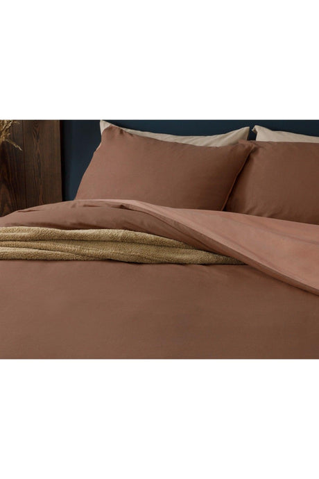 Plain Cotton Single Duvet Cover Set 160x220 cm Brown-Nude - Swordslife