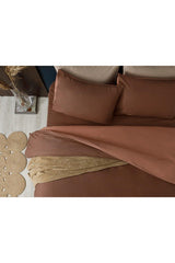 Plain Cotton Single Duvet Cover Set 160x220 cm Brown-Nude - Swordslife