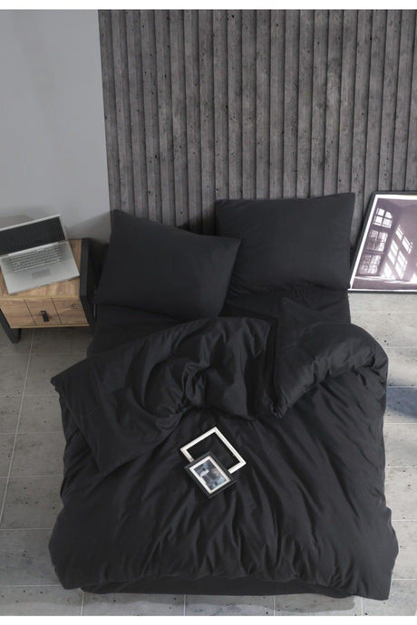 Plain Series Double Ranforce Duvet Cover Set - Black - Swordslife