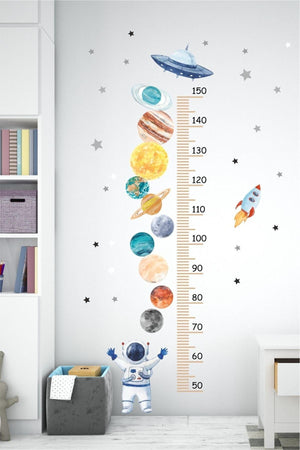 Planets Size Meter Kids Room Wall Sticker - Swordslife