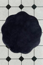 Plush Wavy Black Bathroom Carpet 100x100 cm