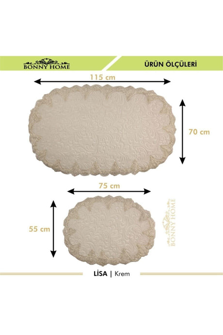 Plush Luxury Oval Cream 2-Pack Dowry French Lace Guipure Closet Set Bath Mat Set - Swordslife