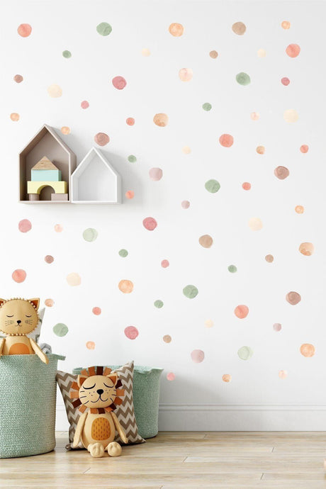 Polka Dot Label Watercolor Effect Kids Room