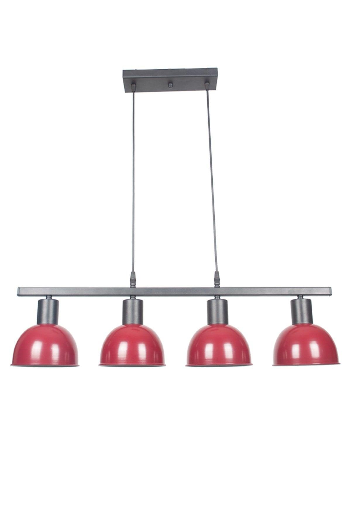 Prague Special Design Cafe Kitchen Dining Table Top Metal Lined Claret Red Color 4 Pcs Chandelier - Swordslife