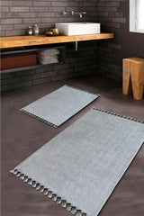 Puffy Bath Mat 2 Li Fringed Washable Gray - Swordslife