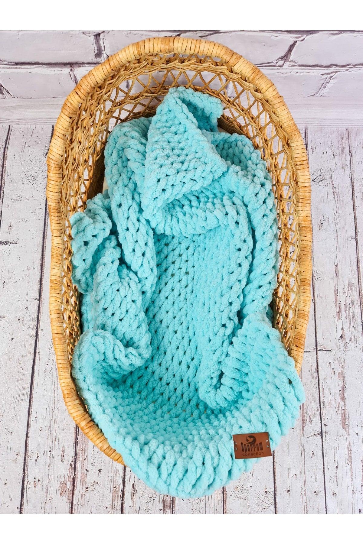 Pufy Handmade Blanket Dark Mint Green Color Handmade Baby Blanket - Swordslife