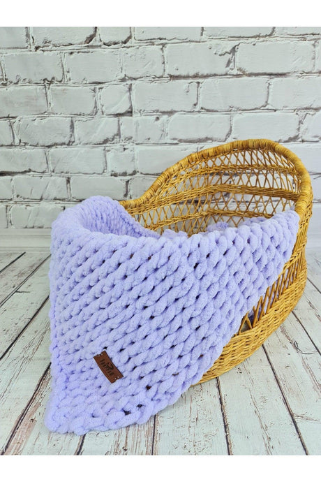 Puffy Hand Knitted Blanket Lilac Hand Knitted Baby Blanket - Swordslife