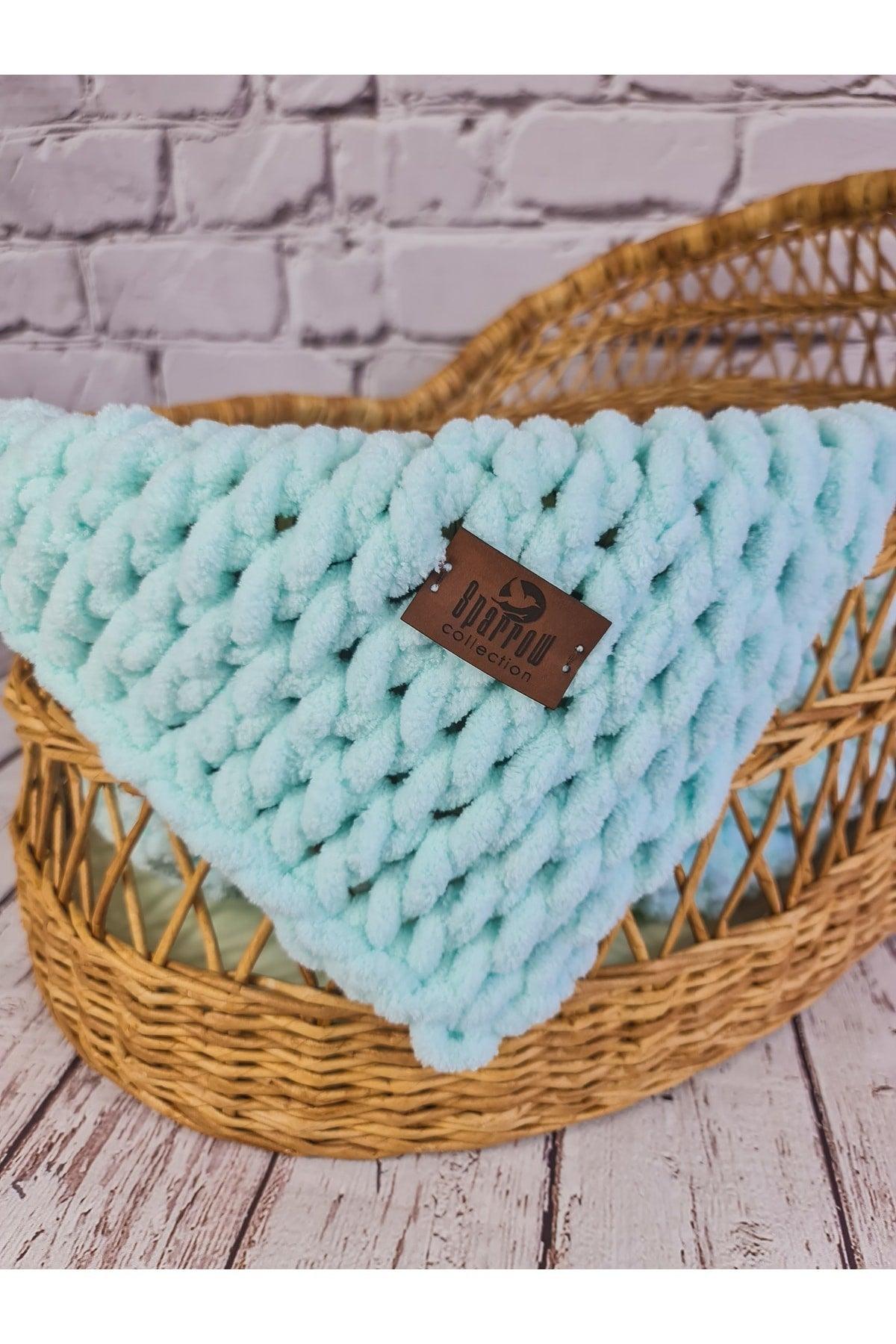 Pufy Hand Knitted Blanket Mint Hand Knitted Baby Blanket - Swordslife