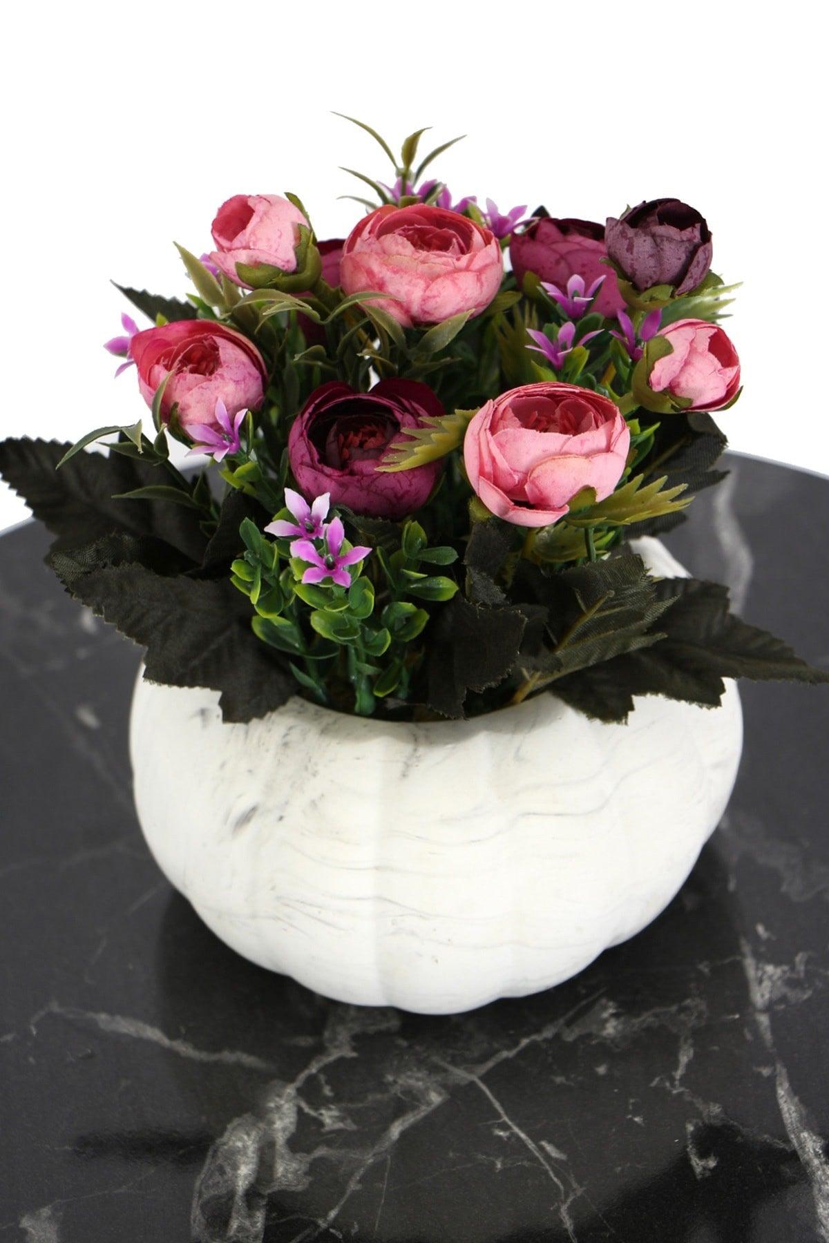 Quality Peony Flower Arrangement In Pumpkin Pot Pink-Plum - Swordslife