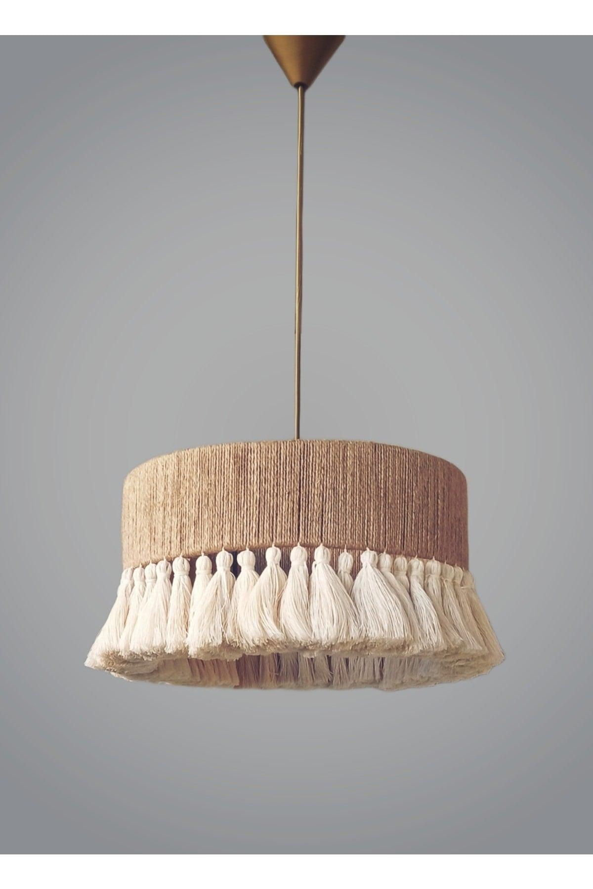 Tasseled Rustic Bohemian Chandelier Macrame And Jute Straw Chandelier - Swordslife