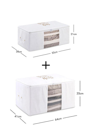 Pvc Detailed Home Sweet Home Printed Storage Bag Set of 2 - Swordslife