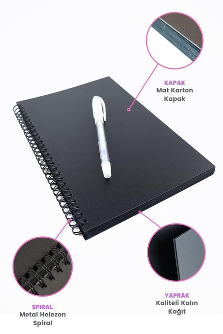 Quality Black Notebook - 3 Color Pen - 2 Pieces