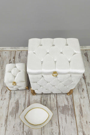 Quilted Mdf Cream Color 3 Pcs Laundry Basket