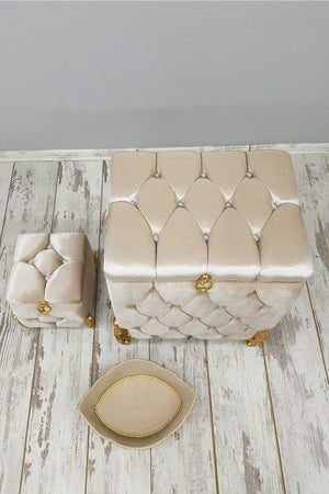 Quilted Mdf Mink Color 3 Pcs Laundry Basket Dirty Basket Bathroom Set - Swordslife