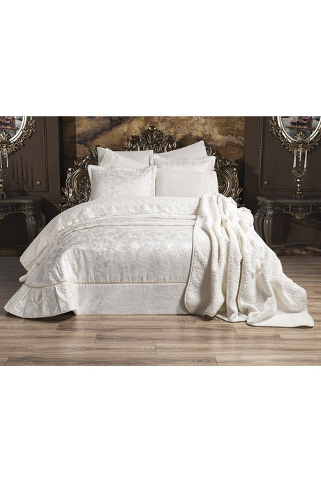 Rachele 10 Pieces Dowry Package Cream (Bed Cover - Bed Linen - Bed Sheet - Blanket) - Swordslife