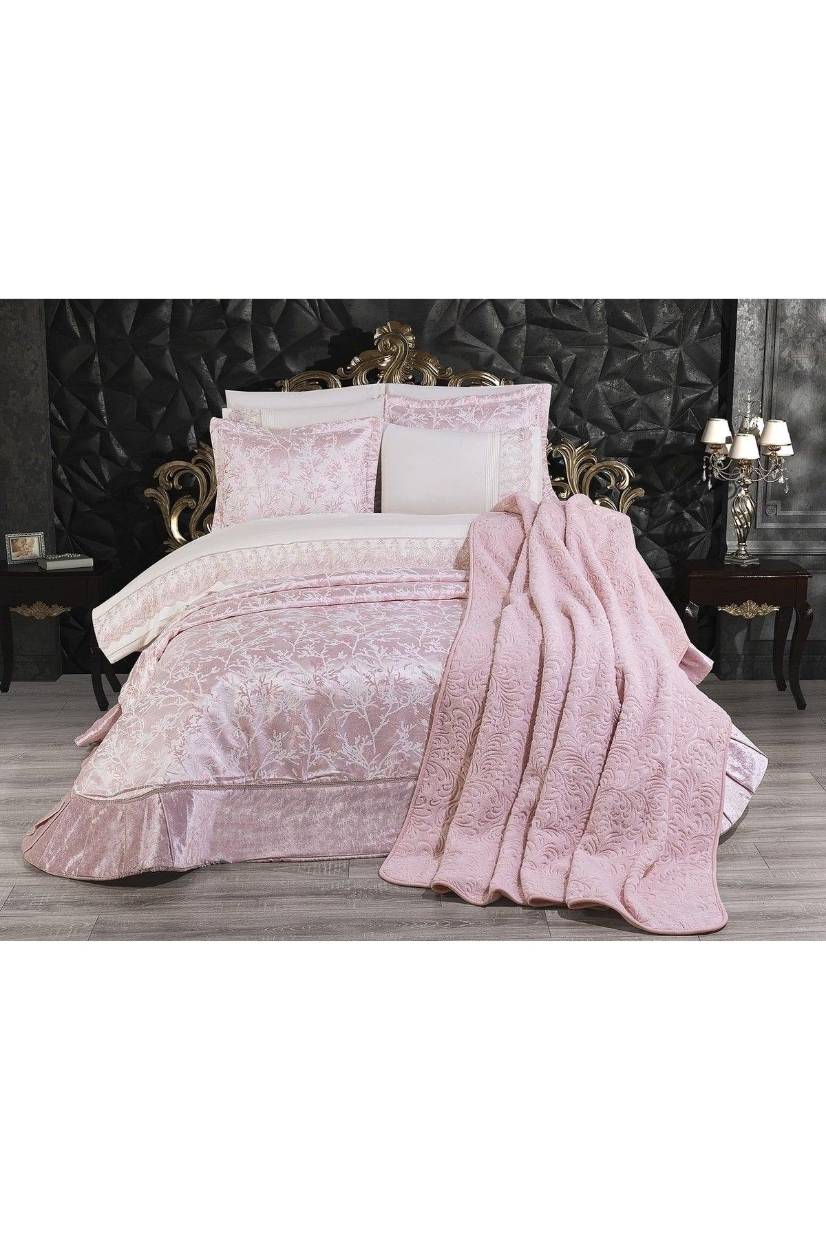 Rachele 10 Pieces Dowry Package Powder (Bed Cover - Duvet Cover - Bed Sheet - Blanket) - Swordslife