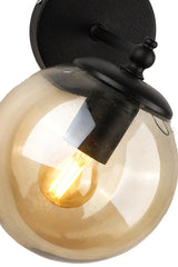 Rain Sconce 2 Pieces Black-honey Globe Glass - Swordslife