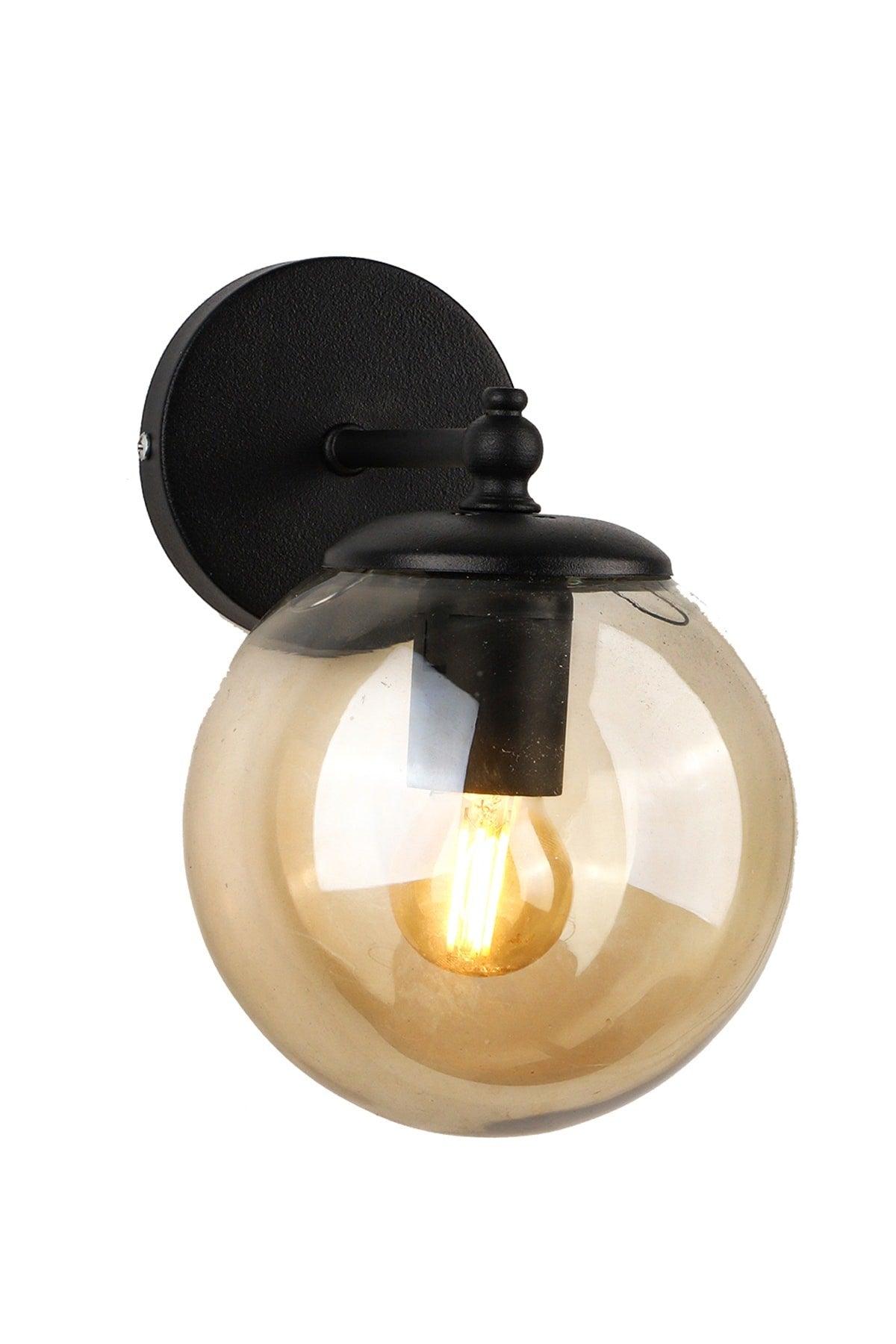 Rain Sconce 2 Pieces Black-honey Globe Glass - Swordslife