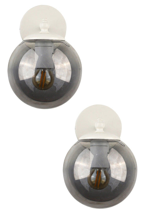 Rain Sconce 2 Pieces White-smoked Globe Glass - Swordslife