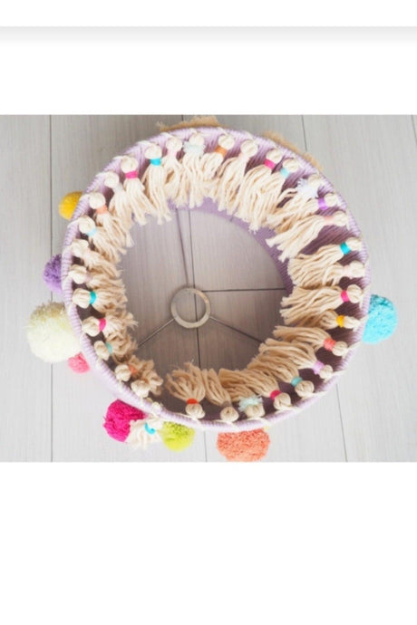 Rainbow Pompom Purple Baby And Kids Room Macrame Chandelier Lighting - Swordslife